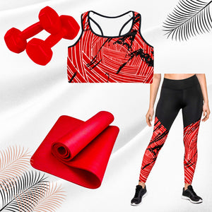 swoochie®️ Leggings & Sports Bra (Red, White & Black)