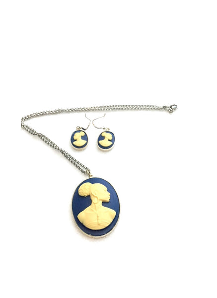 Natural Beauty Necklace and Earring Set (blue/ivory)