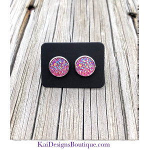 Pink Faux Druzy Earrings