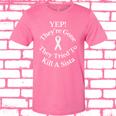 Breast Cancer T-shirt (Pink with White text)