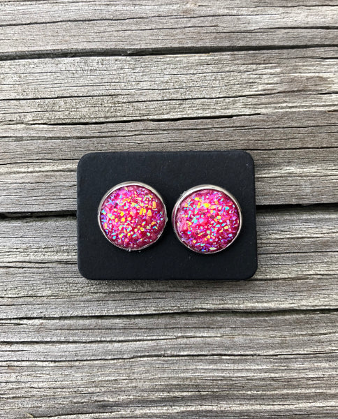 Pink Faux Druzy Earrings